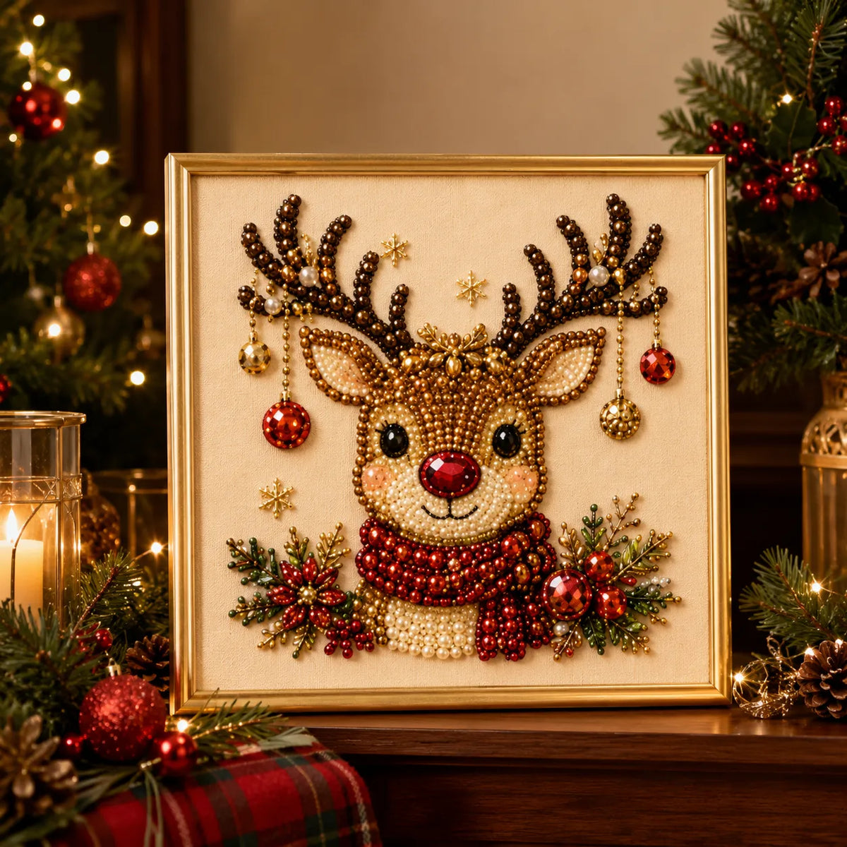 🧘Relaxing & Beginner-Friendly - 🎨💎DIY Christmas Pearl Diamond Painting Art Kit With Frame