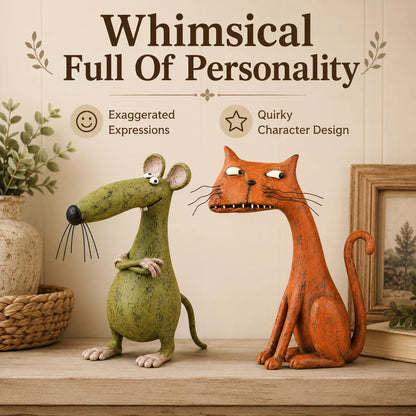 🧡Whimsical Vintage Mouse & Cat Figurine