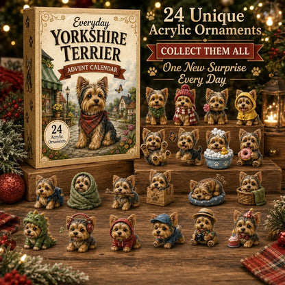 🐾Yorkshire Terrier Advent Calendar – 24 Unique Yorkie Acrylic Ornaments & Daily Christmas Surprises