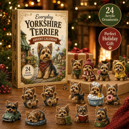 🐾Yorkshire Terrier Advent Calendar – 24 Unique Yorkie Acrylic Ornaments & Daily Christmas Surprises