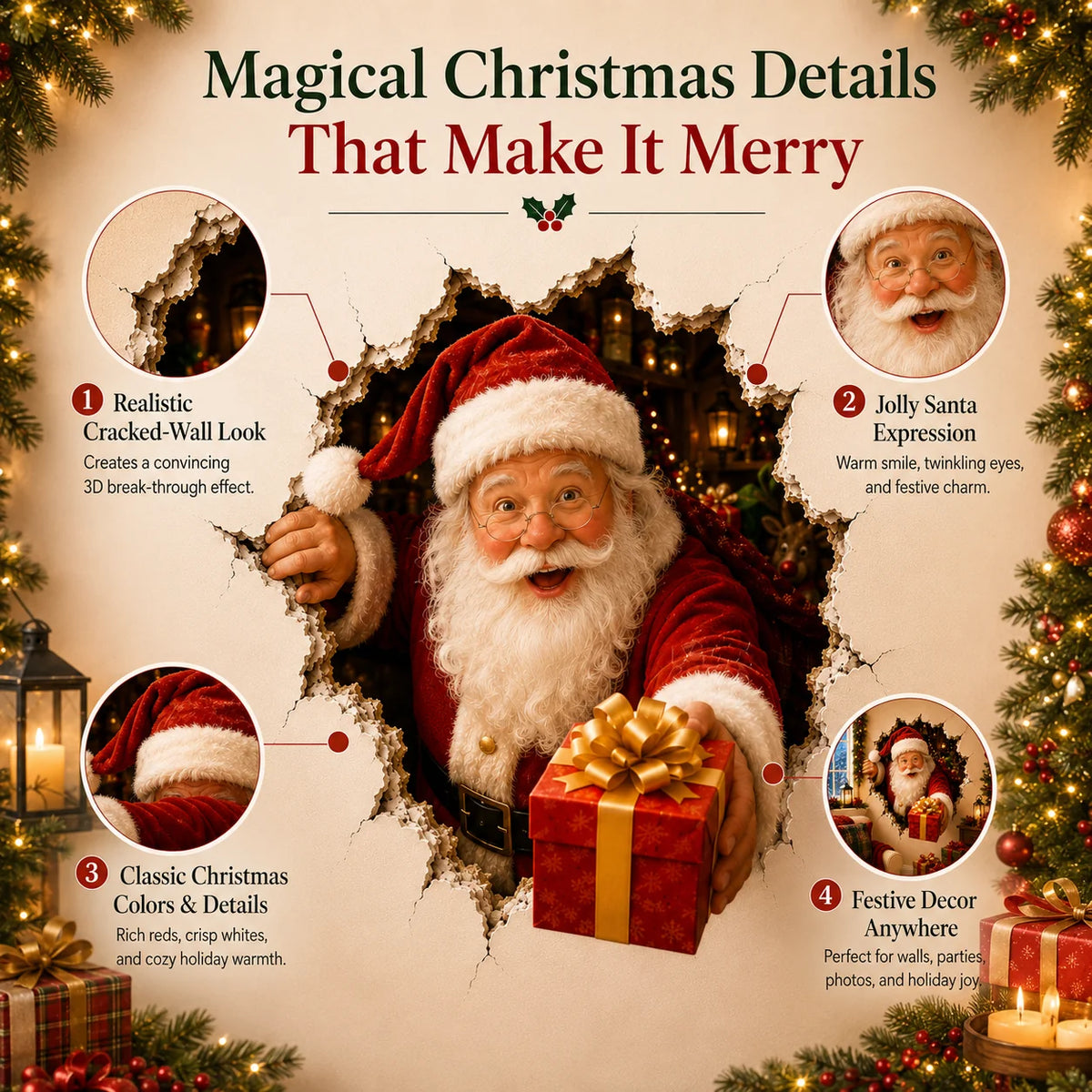 🔥Last Day 50% OFF-19.7'' Christmas Break-In 3D Wall Decal