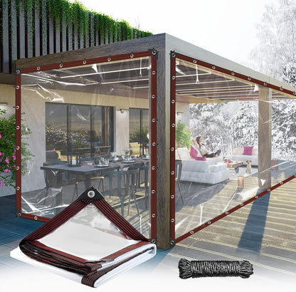 ⚡Clear Waterproof PE Tarp, Transparent Outdoor Cover with Metal Grommets