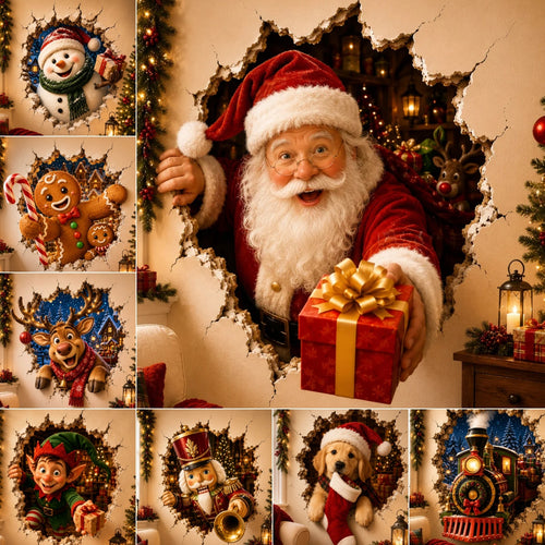 🔥Last Day 50% OFF-19.7'' Christmas Break-In 3D Wall Decal