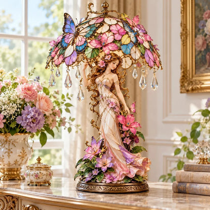 🦋 Enchanted Butterfly Garden Lady – Floral Lamp with a Magical Glow for Your Home✨