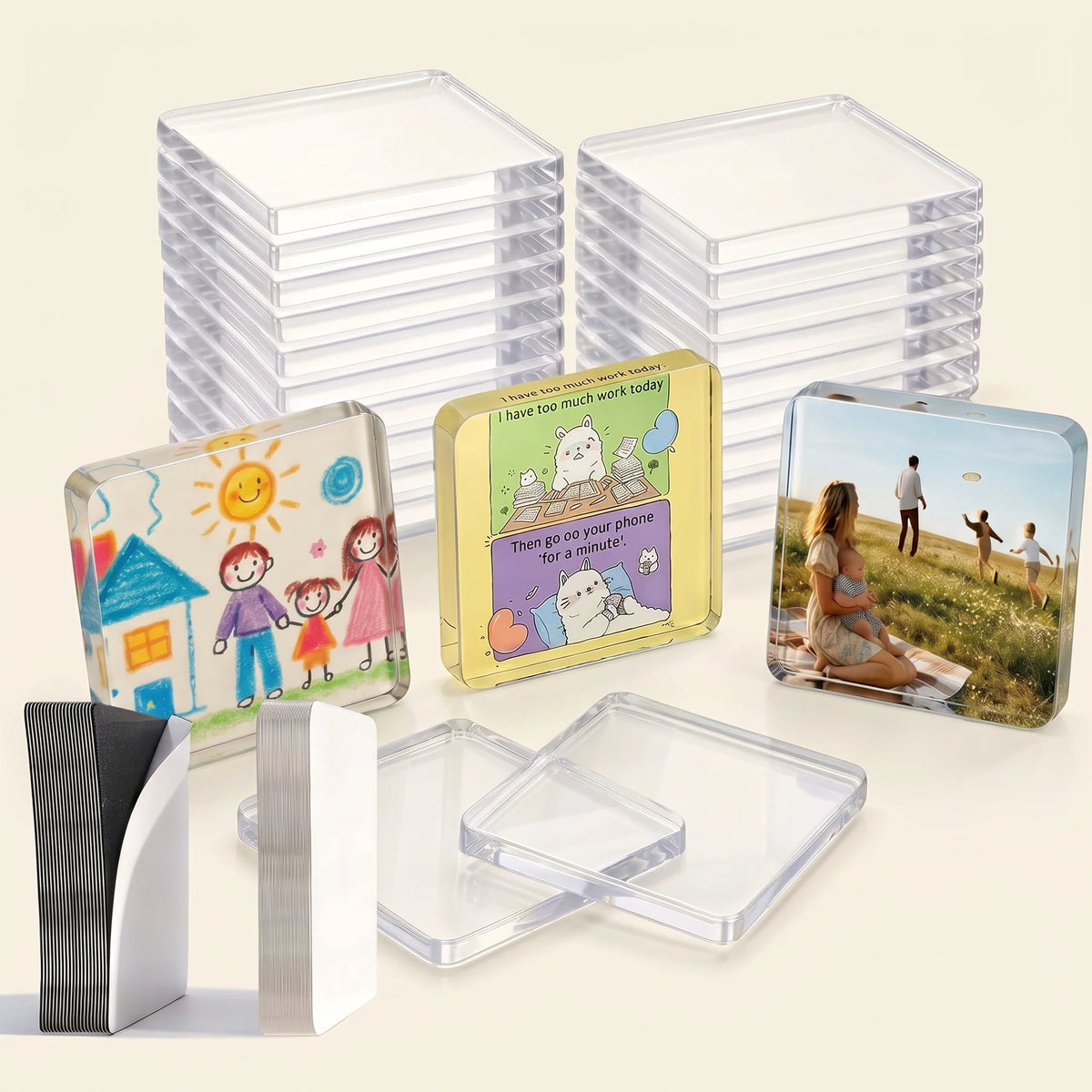 ✨ DIY Photo Fridge Magnet Kit – 10 Pack Clear Acrylic Picture Magnets 🧲