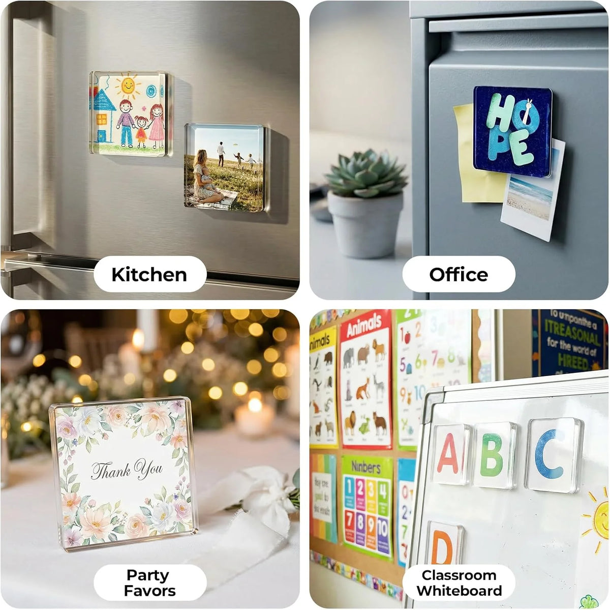 ✨ DIY Photo Fridge Magnet Kit – 10 Pack Clear Acrylic Picture Magnets 🧲