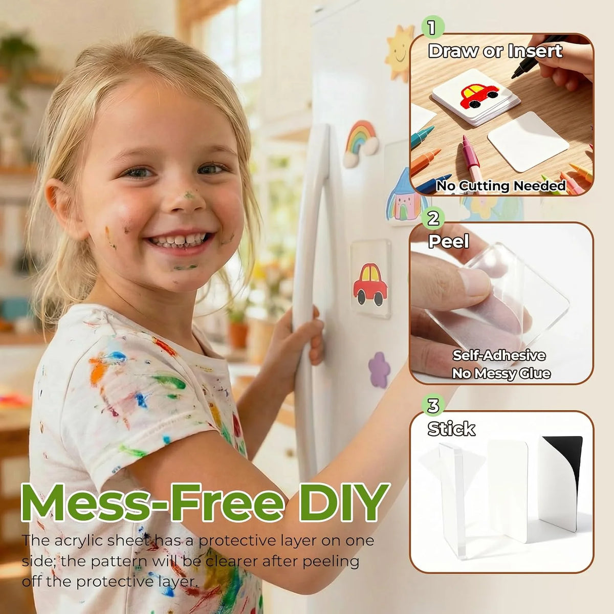 ✨ DIY Photo Fridge Magnet Kit – 10 Pack Clear Acrylic Picture Magnets 🧲