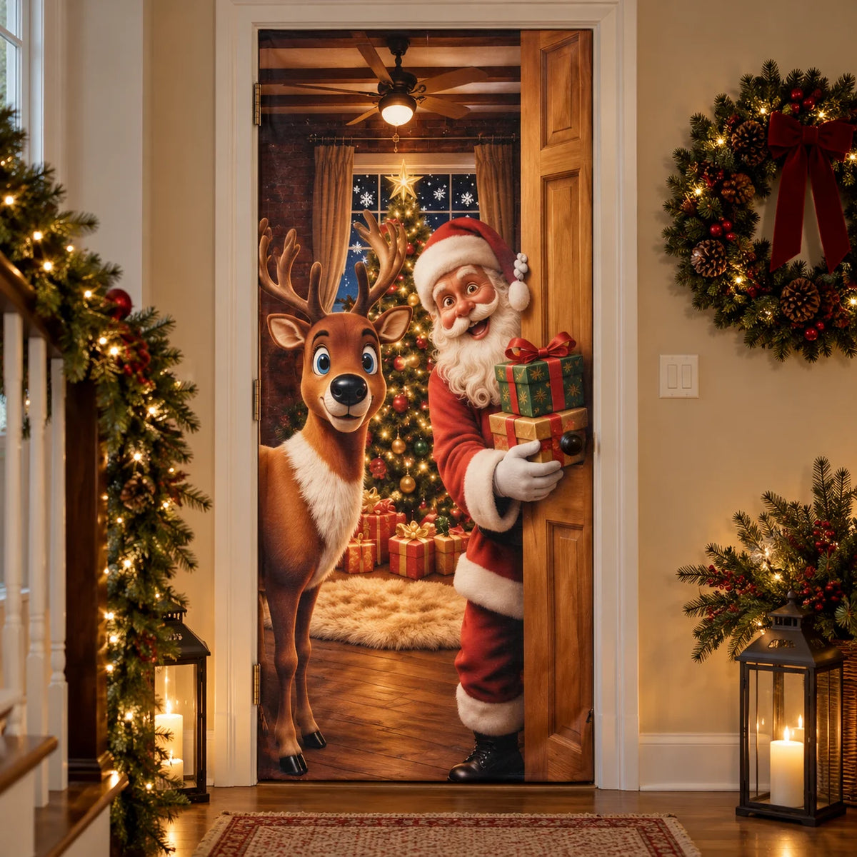 🔥Last Day Promotion 60% OFF💥2026 Christmas Front Door Decoration Cover