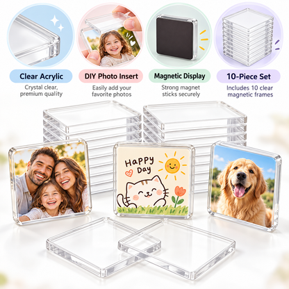✨ DIY Photo Fridge Magnet Kit – 10 Pack Clear Acrylic Picture Magnets 🧲