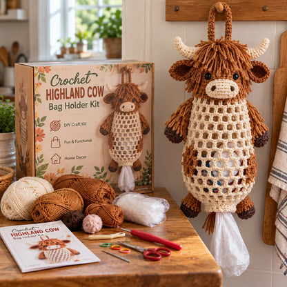 🧵 DIY Crochet Bag Dispenser Kit – Cute Animal Designs & Space-Saving Storage