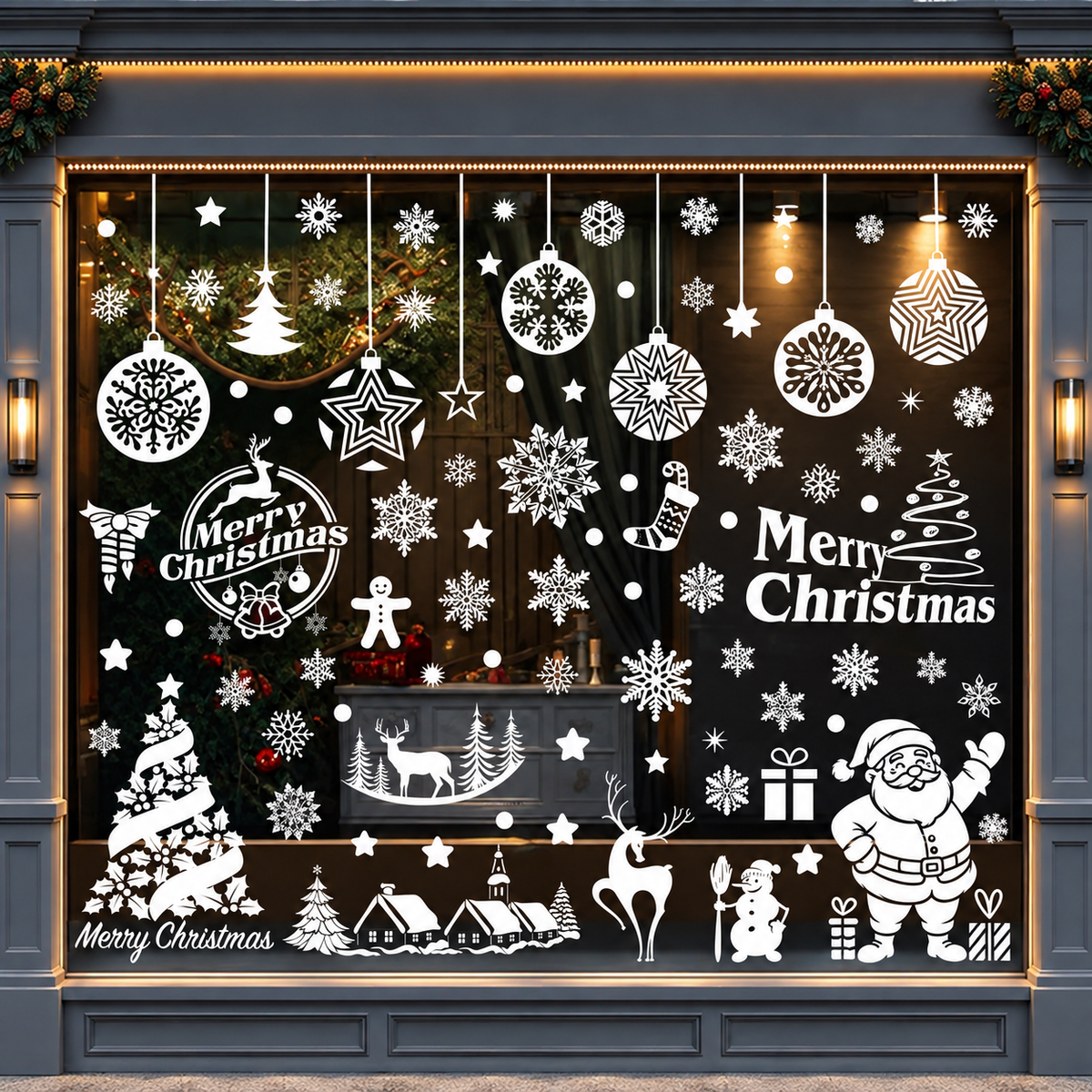 ⏳LAST DAY SALE!🎁🎄 Christmas Village Window Sticker Set