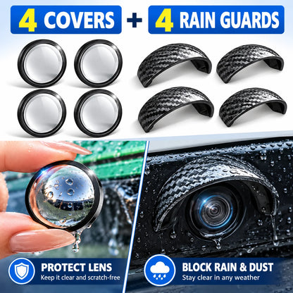 Carbon Fiber Car Backup Camera Rain & Glare Shield – Universal Protective Sun Visor