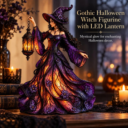 🔥2026 Hot Sale 🧙‍♀️ Gotische Halloween-Hexenfigur mit LED-Laterne🎁
