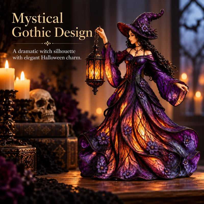 🔥2026 Hot Sale 🧙‍♀️ Gotische Halloween-Hexenfigur mit LED-Laterne🎁