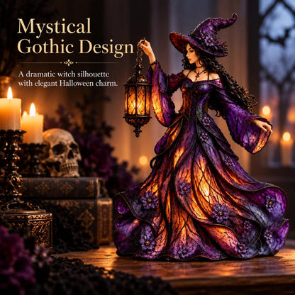 🔥2026 Hot Sale 🧙‍♀️ Gotische Halloween-Hexenfigur mit LED-Laterne🎁