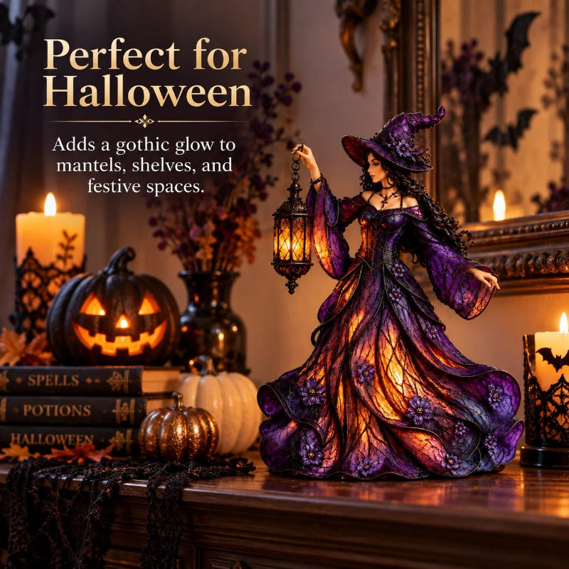 🔥2026 Hot Sale 🧙‍♀️ Gotische Halloween-Hexenfigur mit LED-Laterne🎁