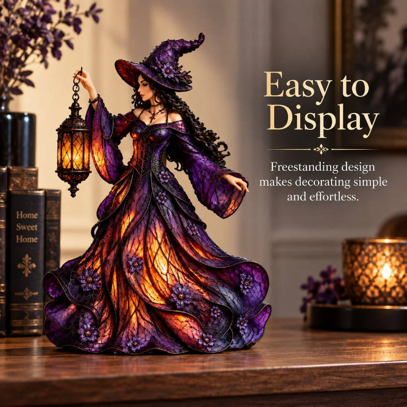 🔥2026 Hot Sale 🧙‍♀️ Gotische Halloween-Hexenfigur mit LED-Laterne🎁