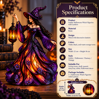 🔥2026 Hot Sale 🧙‍♀️ Gotische Halloween-Hexenfigur mit LED-Laterne🎁