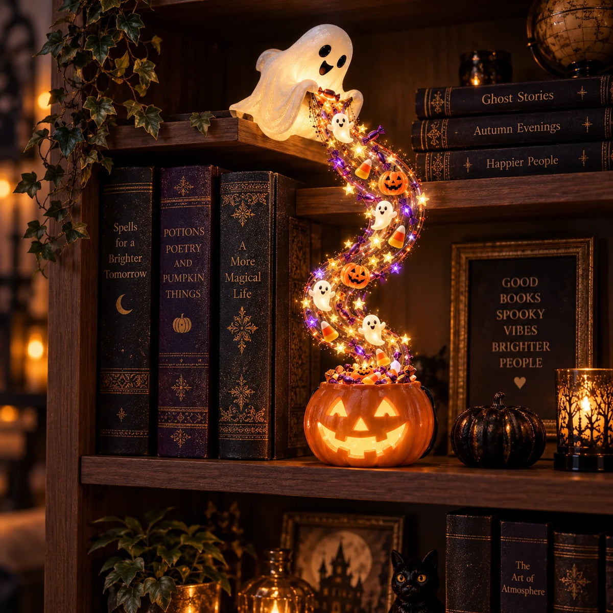 🔮✨ Witchy Glow Shelf Décor — Spooky & Enchanting Halloween Style