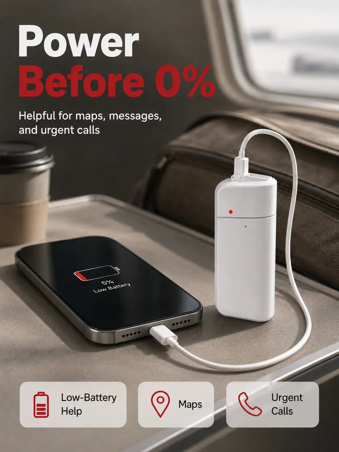 Emergency Phone Charger – 🔋🔋 AA Battery Powered USB Backup with LED Flashlight