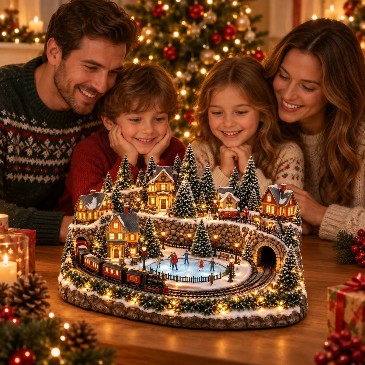 🚂 Festive Holiday Train Scene – Animated Ice Rink & Magical Christmas Charm 🎁