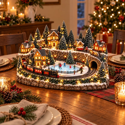 🚂 Festive Holiday Train Scene – Animated Ice Rink & Magical Christmas Charm 🎁
