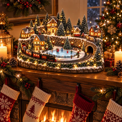 🚂 Festive Holiday Train Scene – Animated Ice Rink & Magical Christmas Charm 🎁