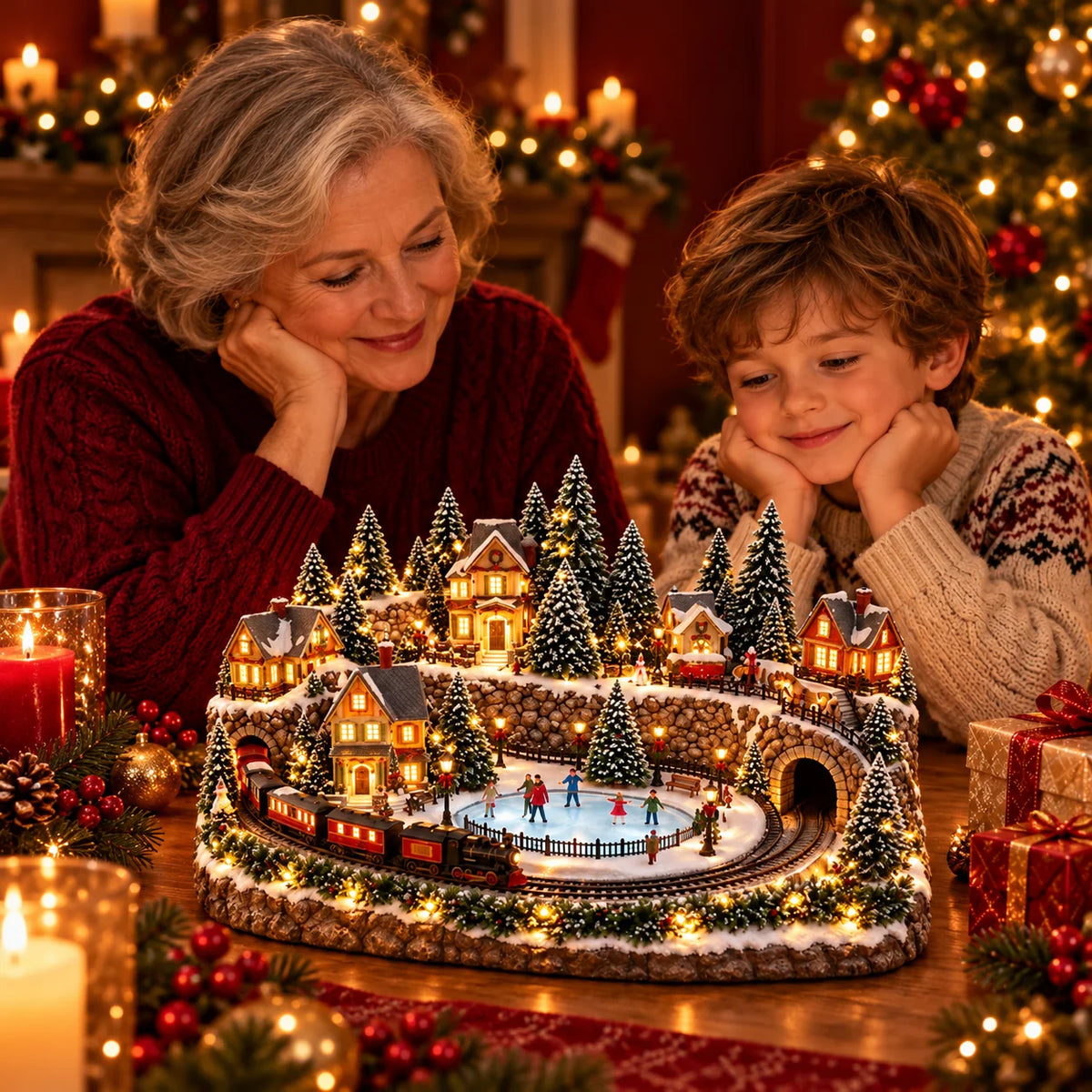 🚂 Festive Holiday Train Scene – Animated Ice Rink & Magical Christmas Charm 🎁