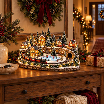 🚂 Festive Holiday Train Scene – Animated Ice Rink & Magical Christmas Charm 🎁