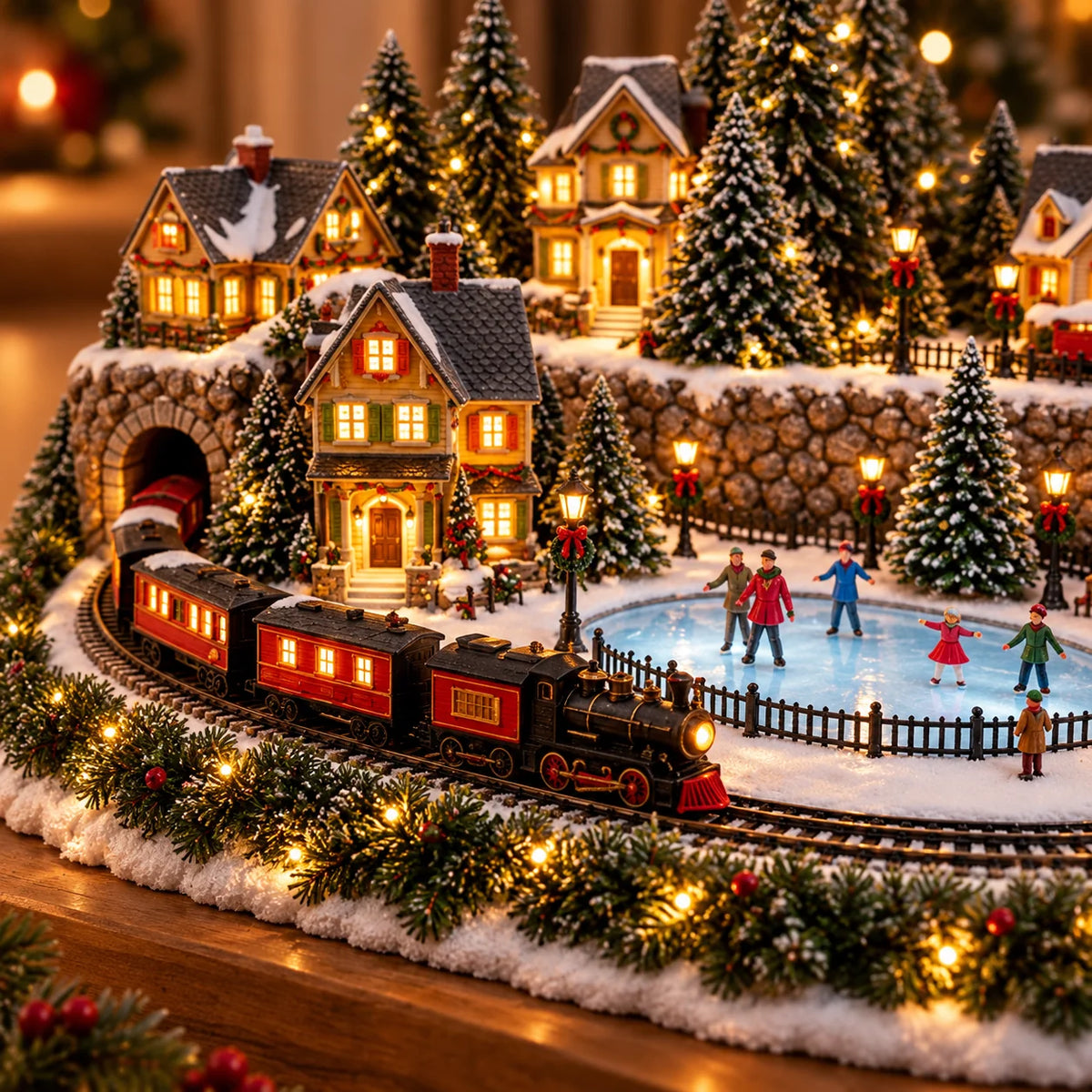 🚂 Festive Holiday Train Scene – Animated Ice Rink & Magical Christmas Charm 🎁