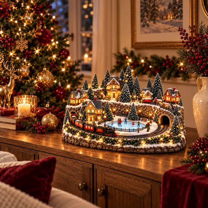 🚂 Festive Holiday Train Scene – Animated Ice Rink & Magical Christmas Charm 🎁