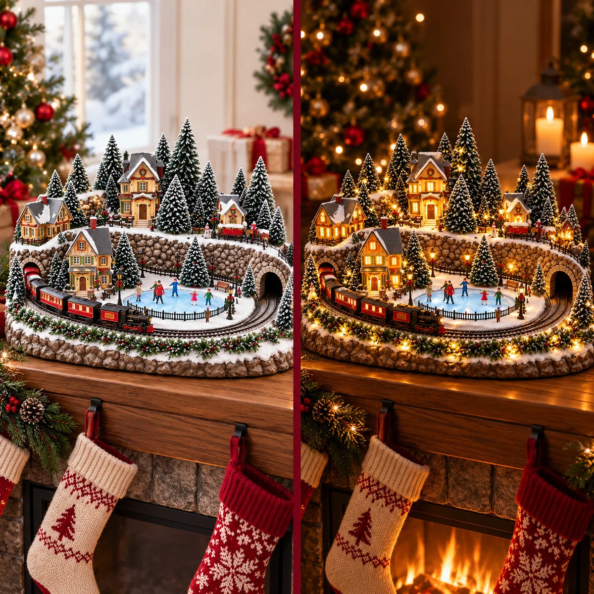 🚂 Festive Holiday Train Scene – Animated Ice Rink & Magical Christmas Charm 🎁