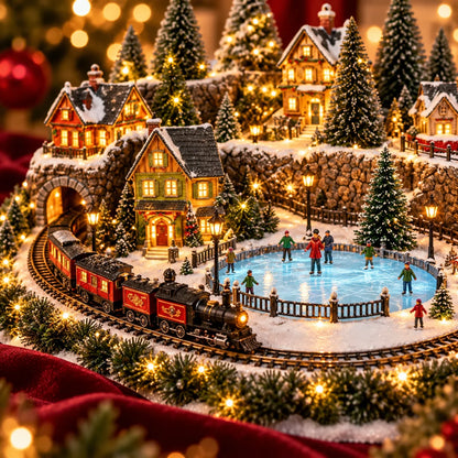 🚂 Festive Holiday Train Scene – Animated Ice Rink & Magical Christmas Charm 🎁