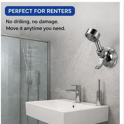 🔥 Hot Sale 49% OFF | 🚿 Adjustable Shower Head Holder Set | No-Drill Suction Mount (2PCS)