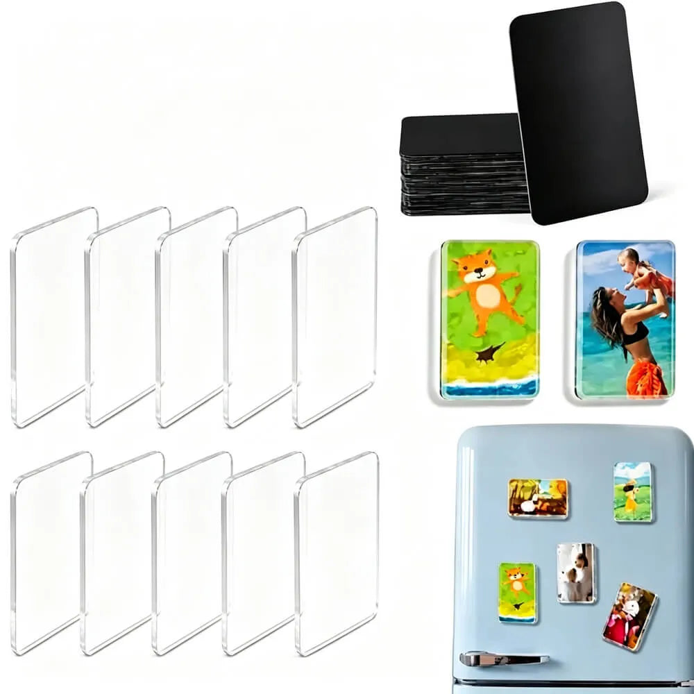 Acrylic DIY Square Fridge Magnets - Photo Frames for Crafts, Kitchen, Home Decor Use