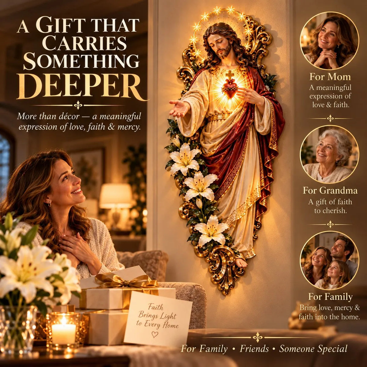 🙏 Divine Heart of Jesus – Glowing Religious Wall Decoration