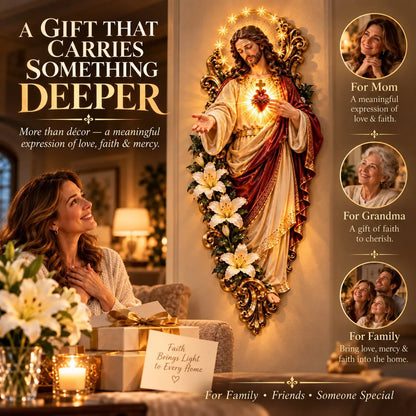 🙏 Divine Heart of Jesus – Glowing Religious Wall Decoration