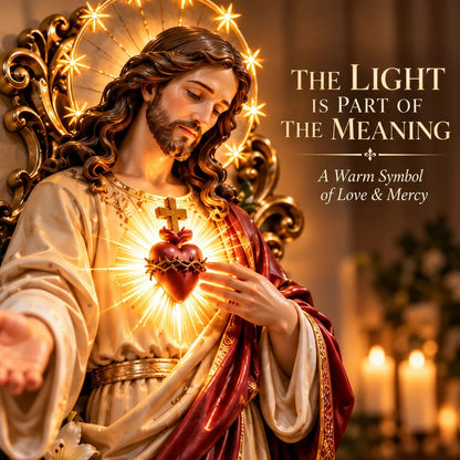 🙏 Divine Heart of Jesus – Glowing Religious Wall Decoration