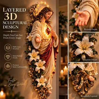 🙏 Divine Heart of Jesus – Glowing Religious Wall Decoration