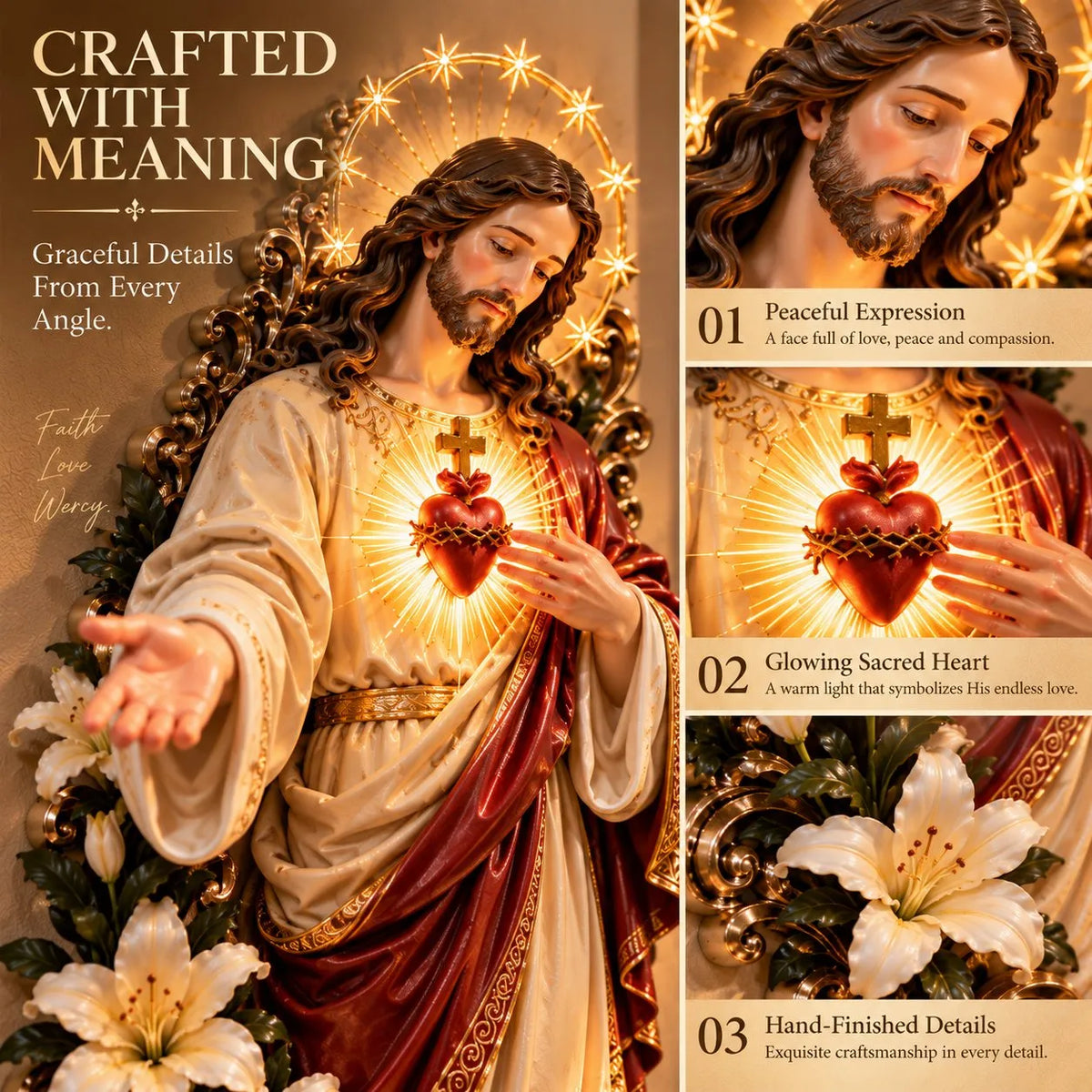 🕊️ Sacred Heart Of Jesus Lighted Wall Decor