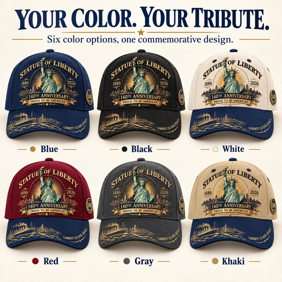 🗽 Statue Of Liberty 140th Anniversary 1886–2026 Commemorative Cap
