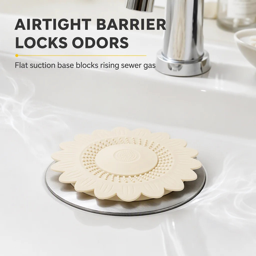 Anti-Odor Bathroom Drain Silicone Sunflower Cover Anti-Backflow