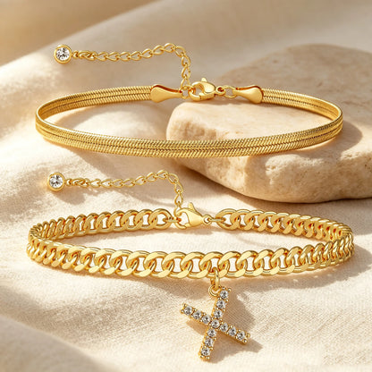 🔥Gold Initial Anklet✨14K Gold Plated, Waterproof Adjustable Letter Pendant, Stackable Beach Jewelry