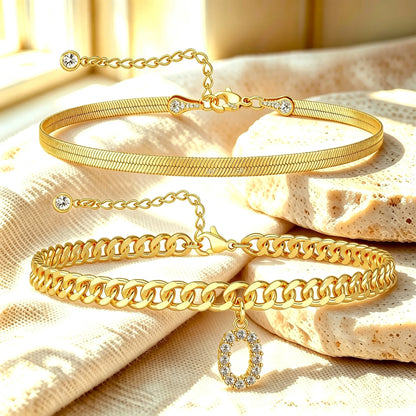 🔥Gold Initial Anklet✨14K Gold Plated, Waterproof Adjustable Letter Pendant, Stackable Beach Jewelry