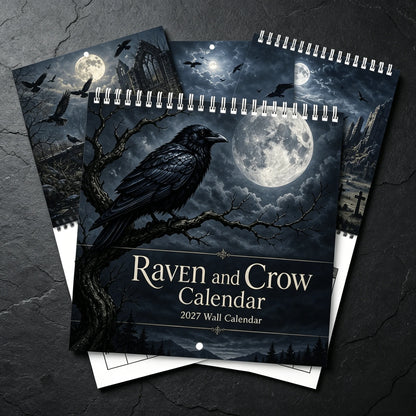 🐦‍⬛Raven & Crow 2027 Wall Calendar — 12 Months of Moonlit Gothic Art🖤