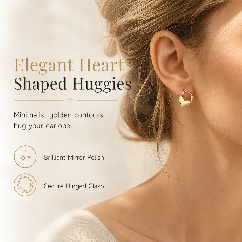 💕 ✨ Small Heart Hoop Earrings – Smooth finish & French minimalist style ✨
