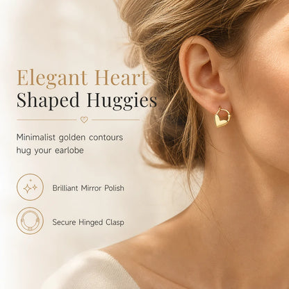 💕 ✨ Small Heart Hoop Earrings – Smooth finish & French minimalist style ✨