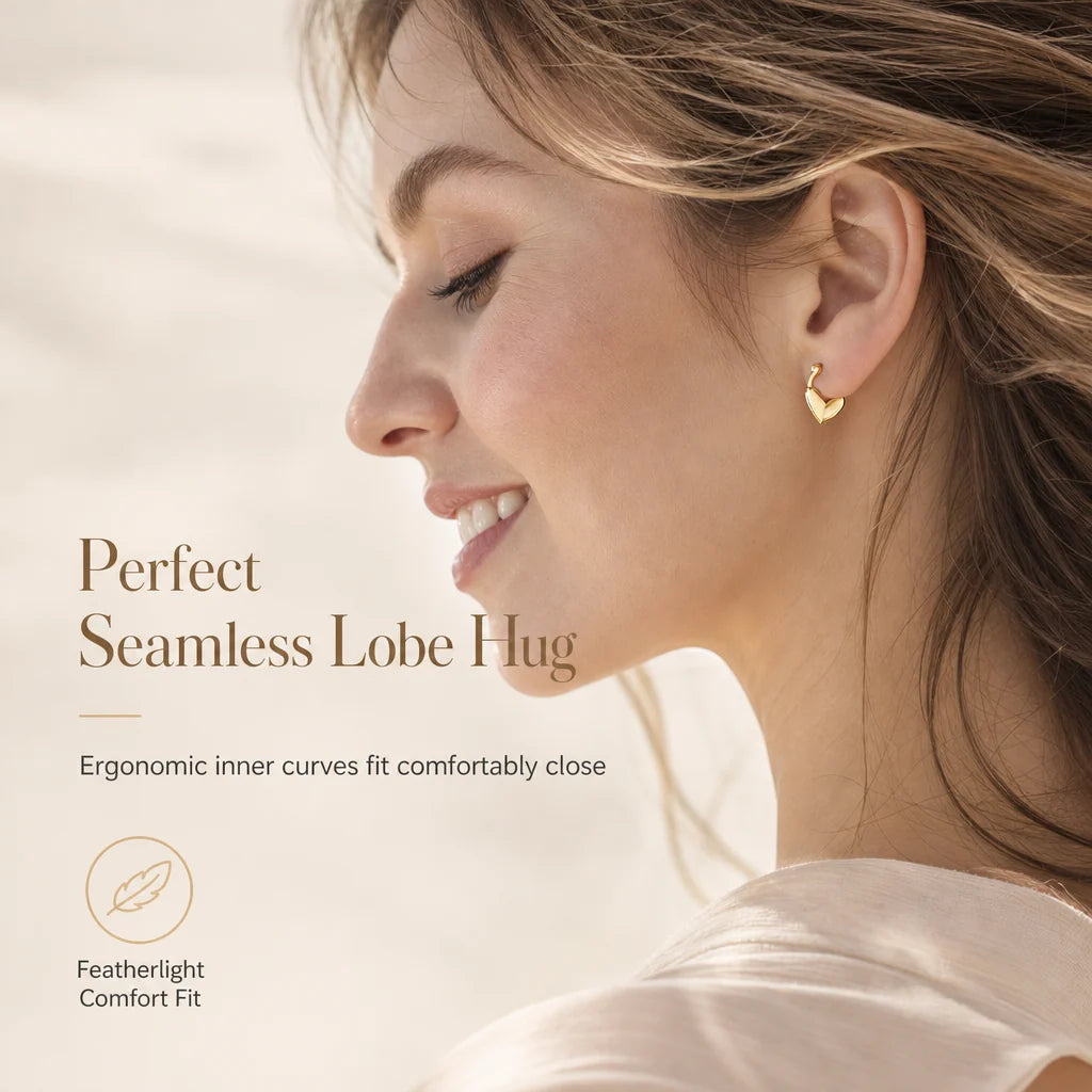 💕 ✨ Small Heart Hoop Earrings – Smooth finish & French minimalist style ✨