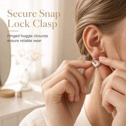 💕 ✨ Small Heart Hoop Earrings – Smooth finish & French minimalist style ✨