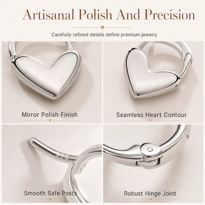 💕 ✨ Small Heart Hoop Earrings – Smooth finish & French minimalist style ✨